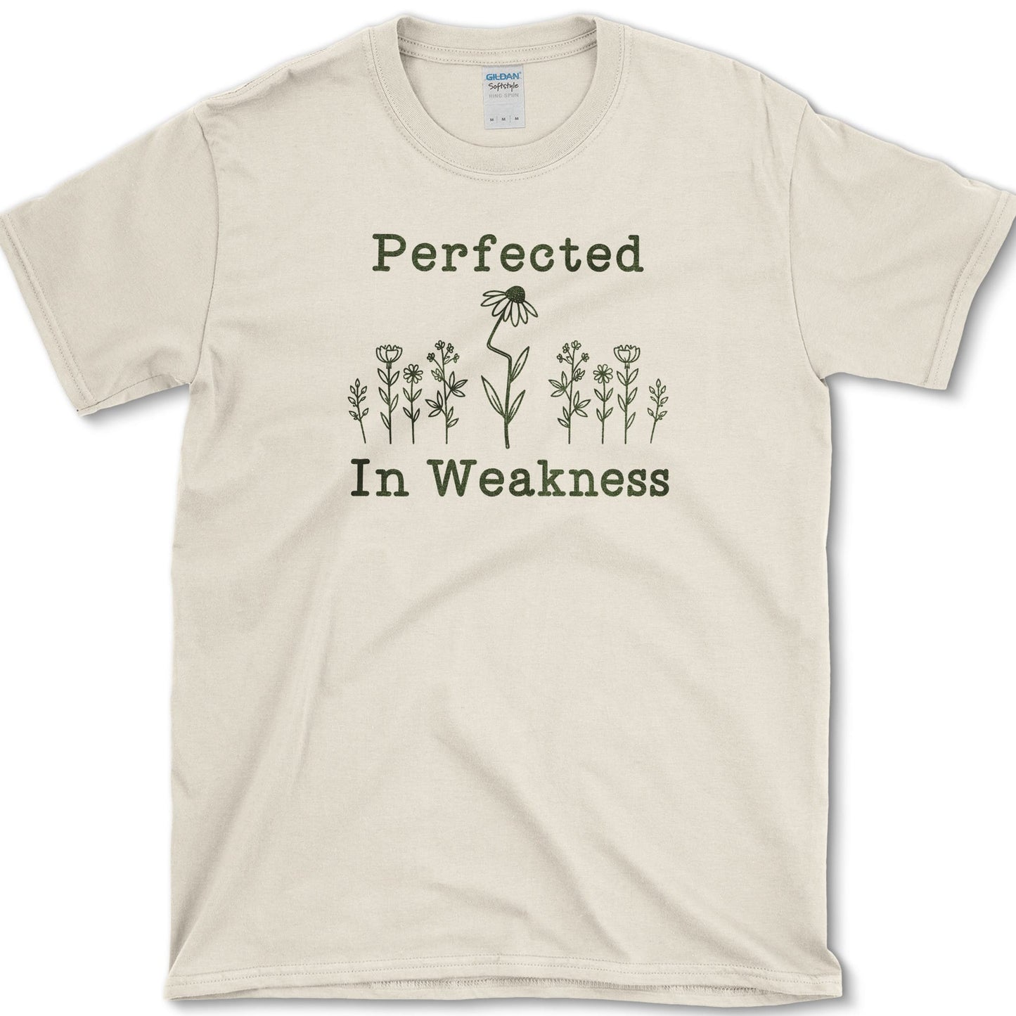 Perfected In Weakness T-Shirt S / Natural Essential Tees