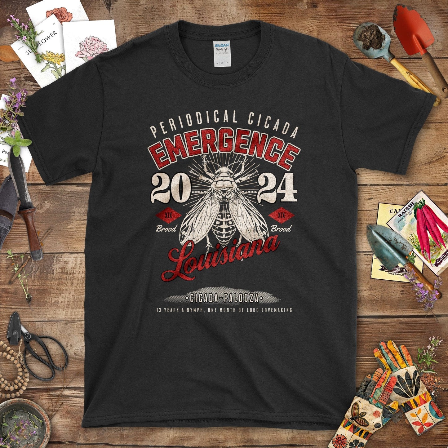 Periodical Cicada Emergence 20 24 Louisiana T-Shirt Black / S T-Shirt