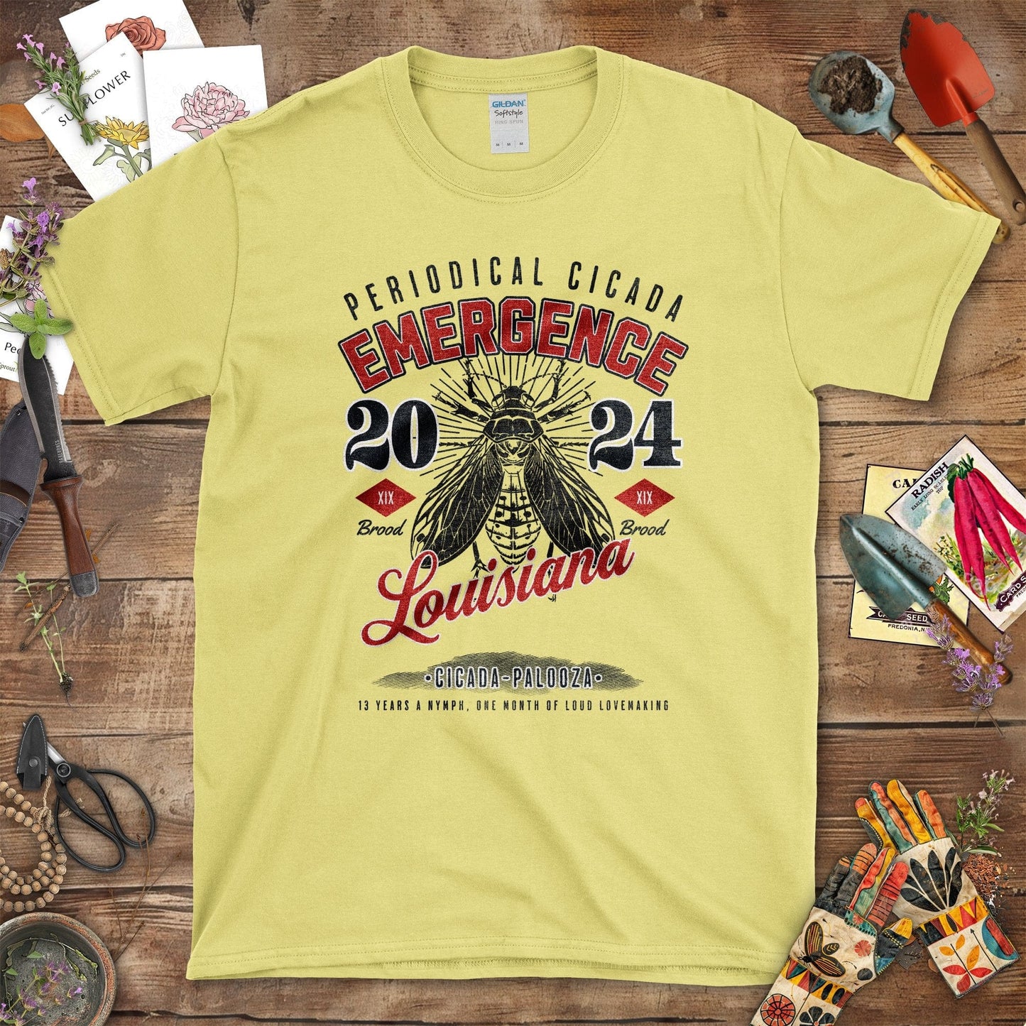 Periodical Cicada Emergence 20 24 Louisiana T-Shirt Cornsilk / S T-Shirt