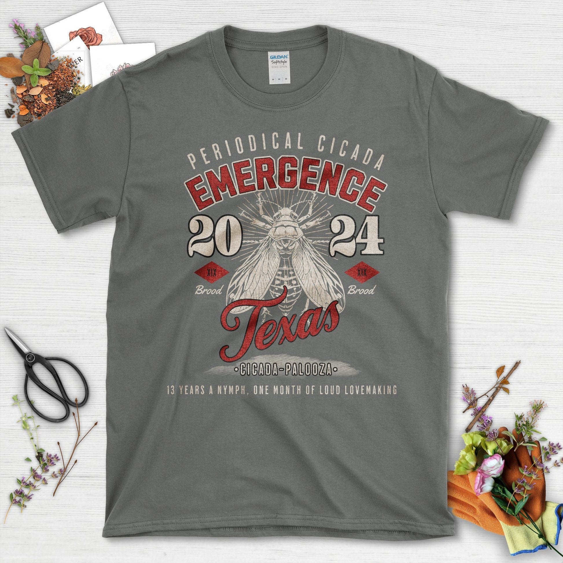 Periodical Cicada Emergence 2024 Texas Brood XIX T-Shirt Charcoal / S T-Shirt