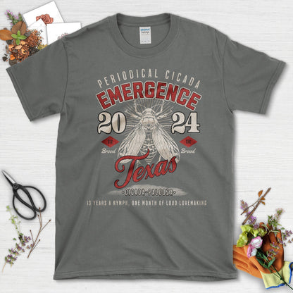 Periodical Cicada Emergence 2024 Texas Brood XIX T-Shirt Charcoal / S T-Shirt