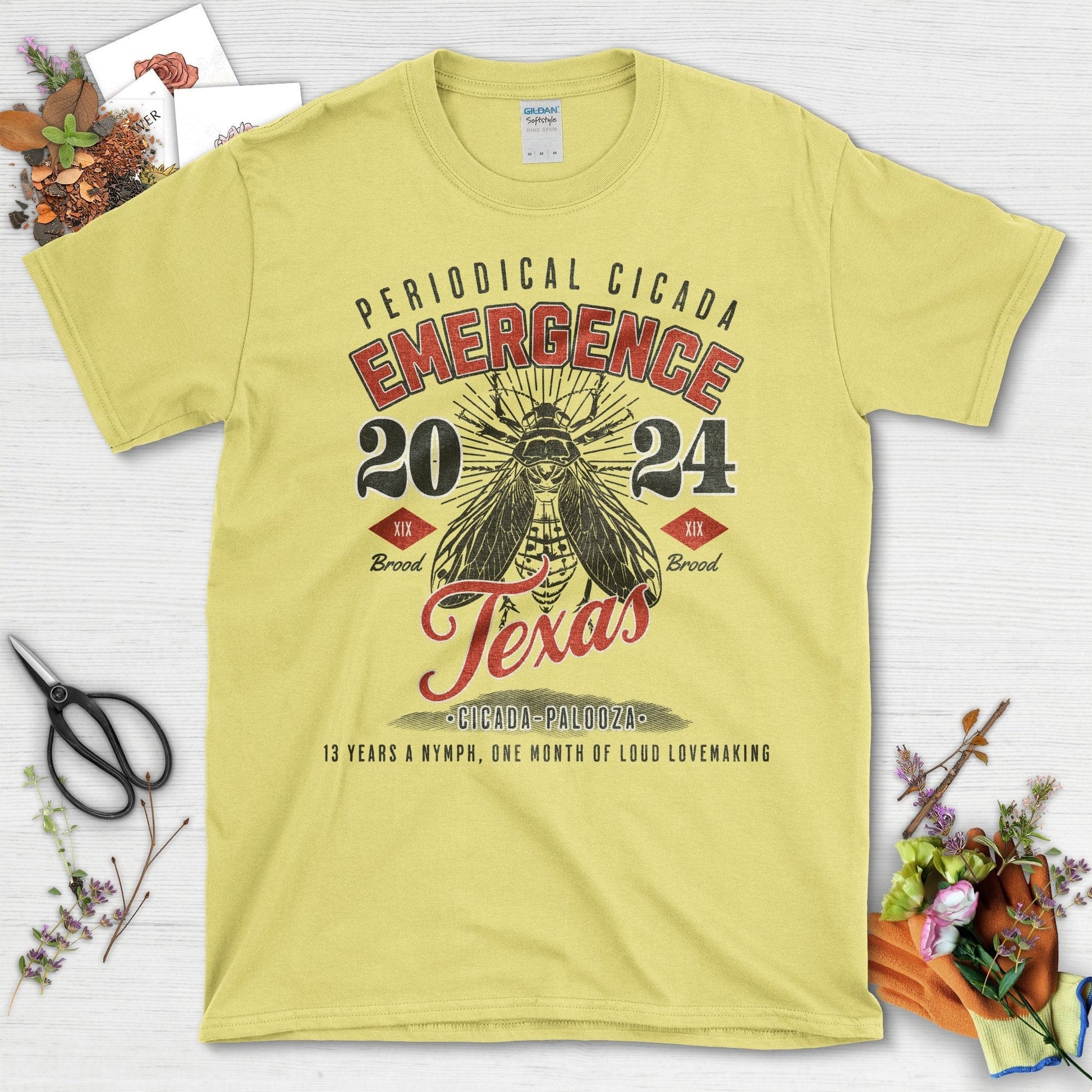 Periodical Cicada Emergence 2024 Texas Brood XIX T-Shirt Cornsilk / S T-Shirt
