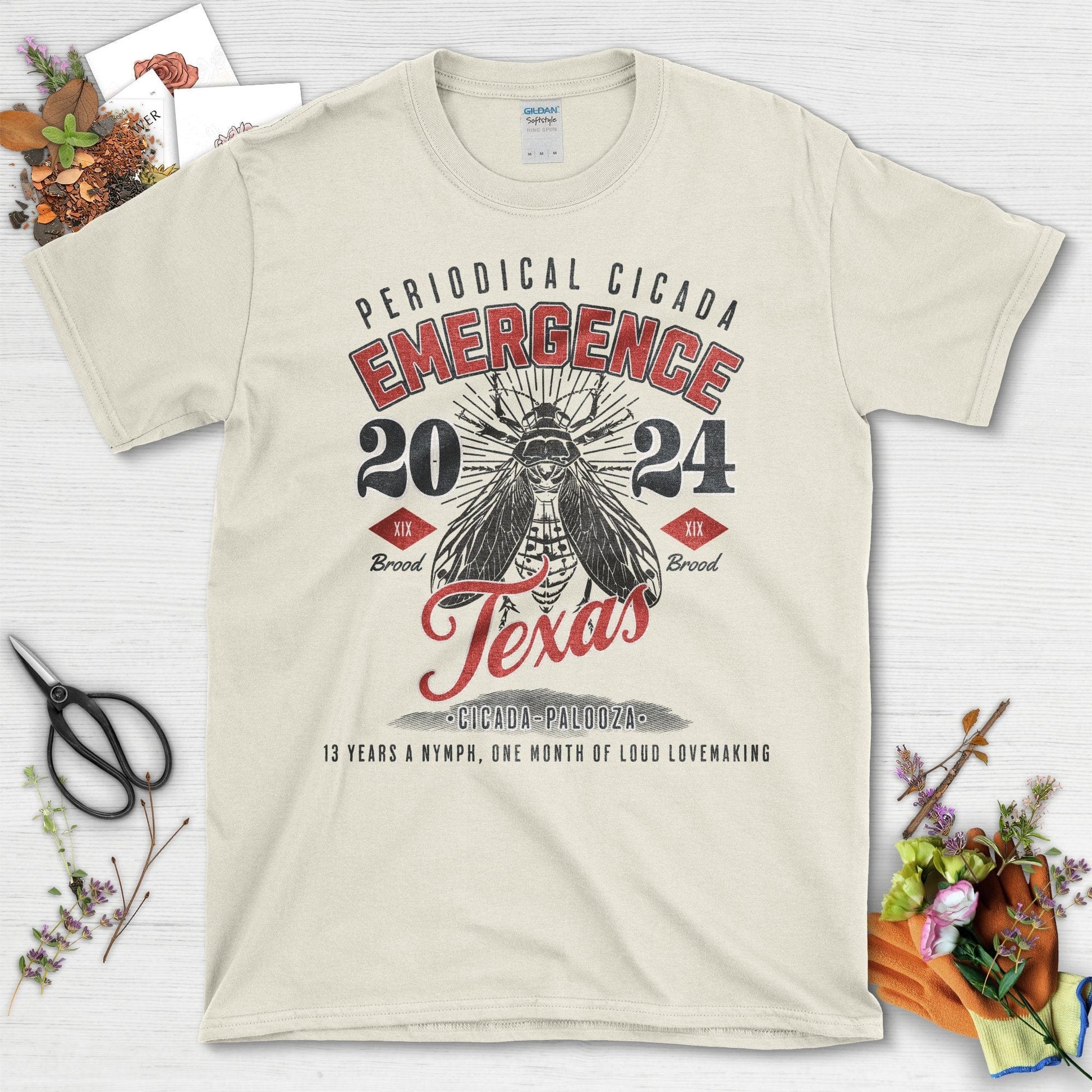 Periodical Cicada Emergence 2024 Texas Brood XIX T-Shirt Natural / S T-Shirt