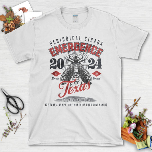 Periodical Cicada Emergence 2024 Texas Brood XIX T-Shirt White / S T-Shirt