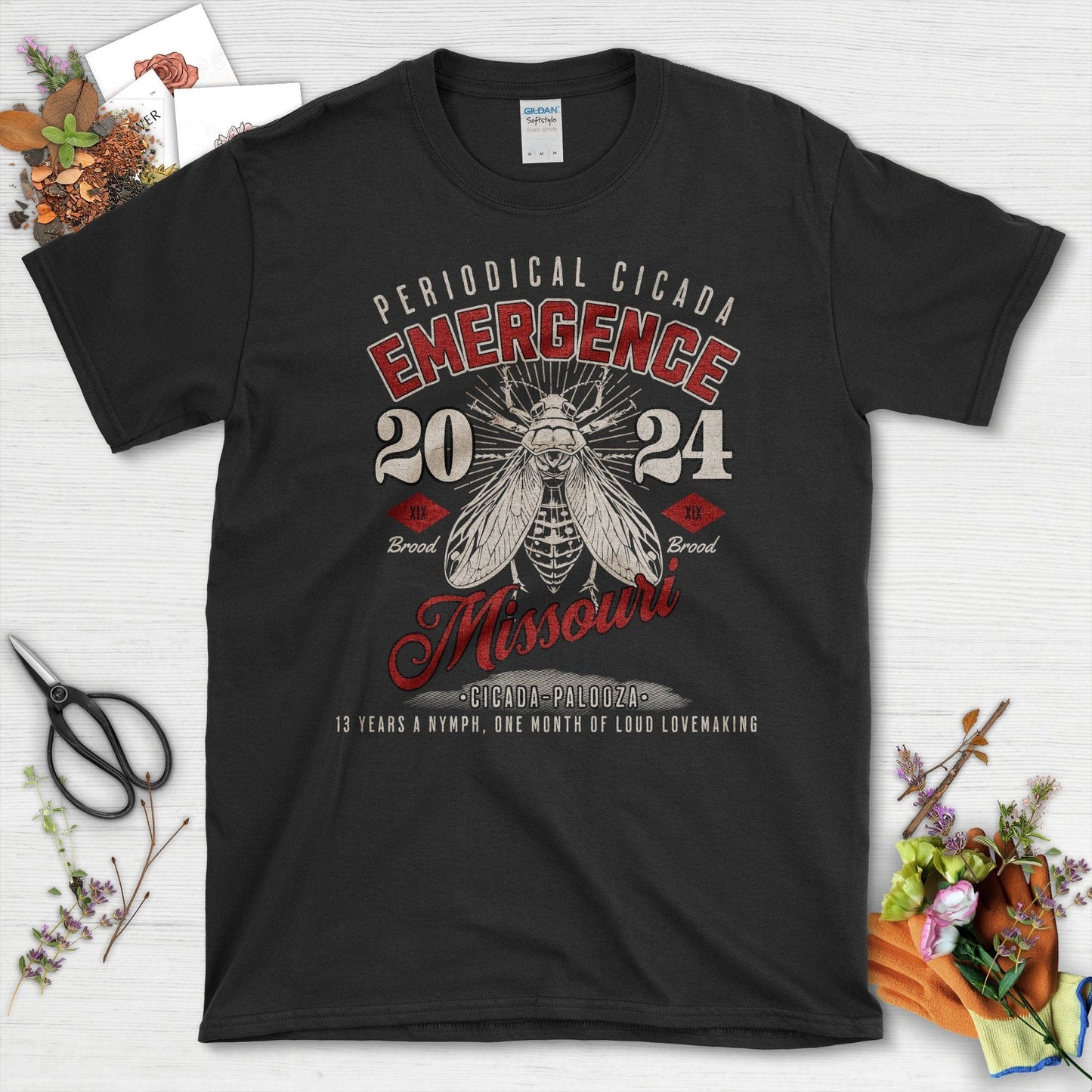 Periodical Cicada Emergence Missouri 2024 T-Shirt Black / S T-Shirt