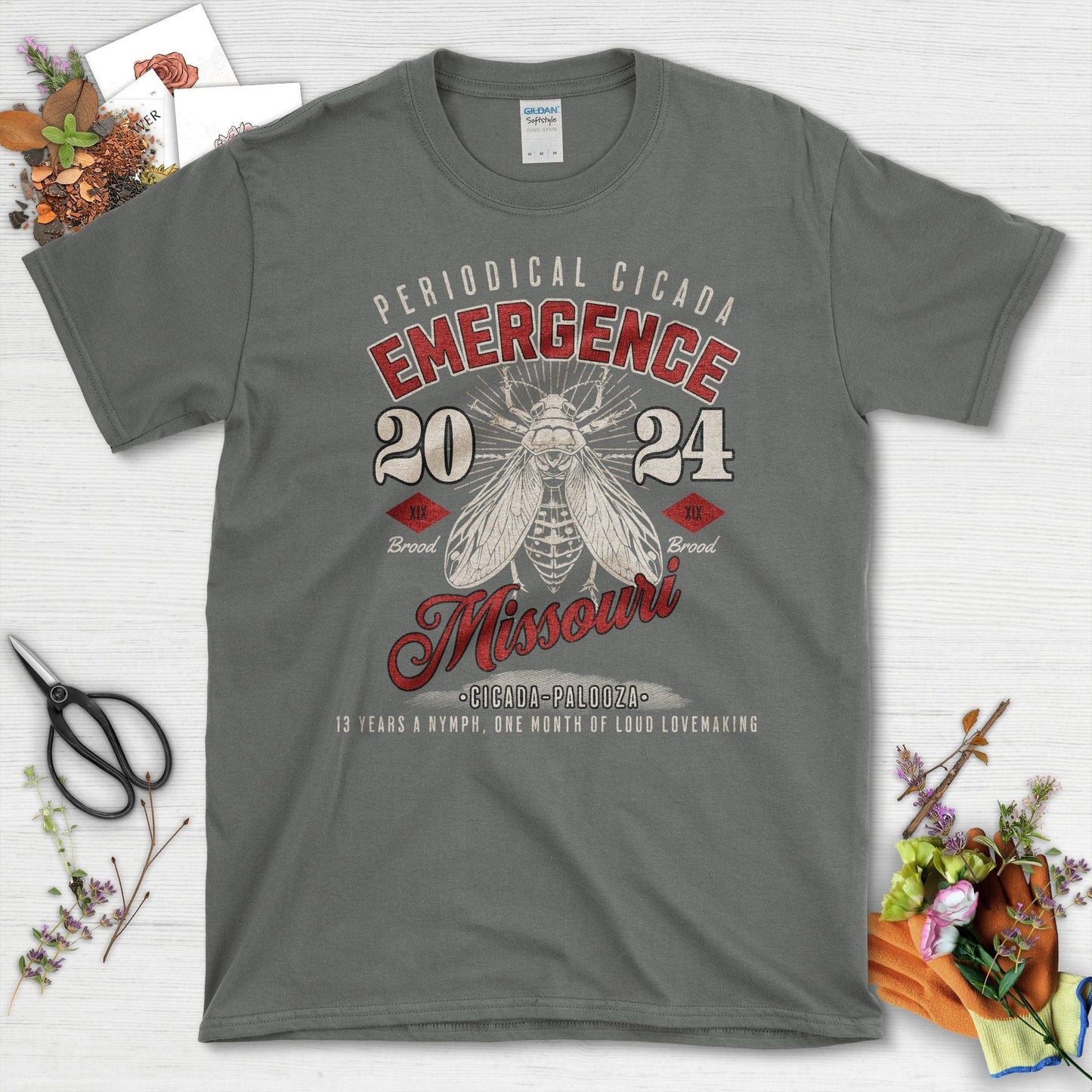 Periodical Cicada Emergence Missouri 2024 T-Shirt Charcoal / S T-Shirt