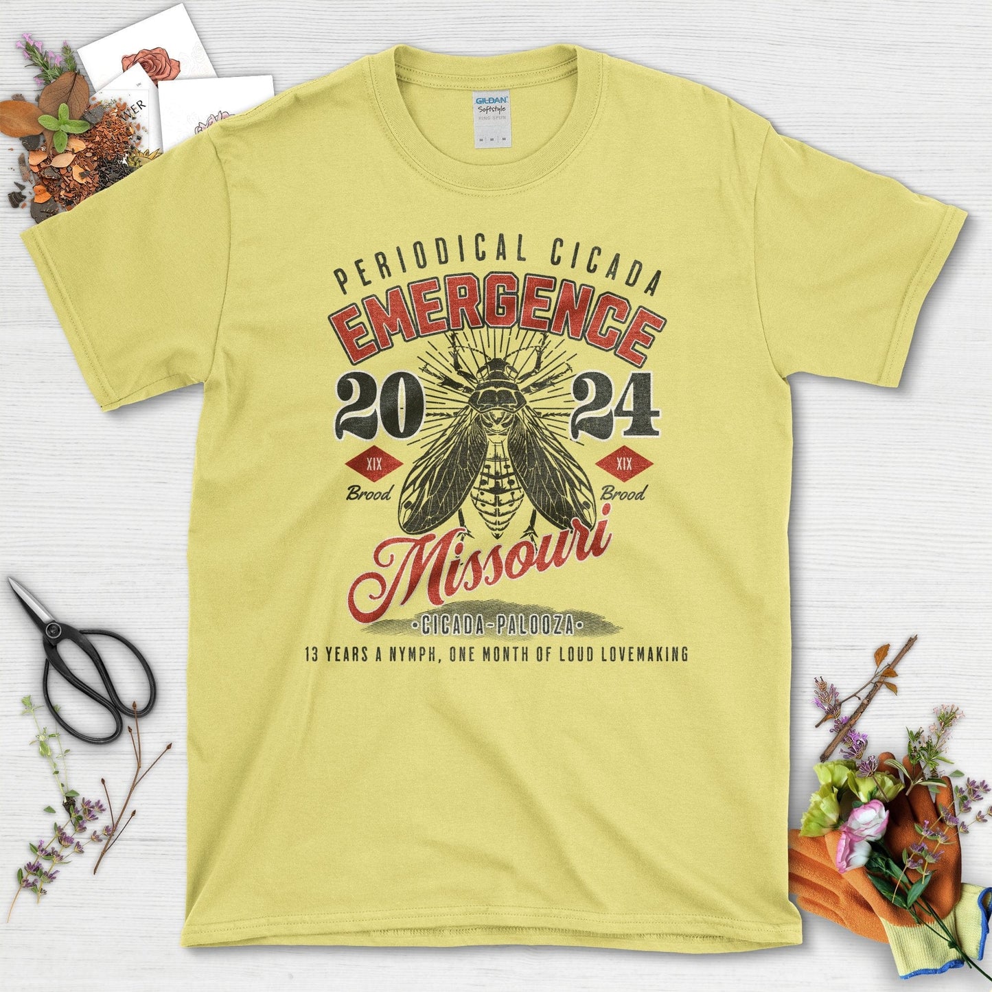 Periodical Cicada Emergence Missouri 2024 T-Shirt Cornsilk / S T-Shirt