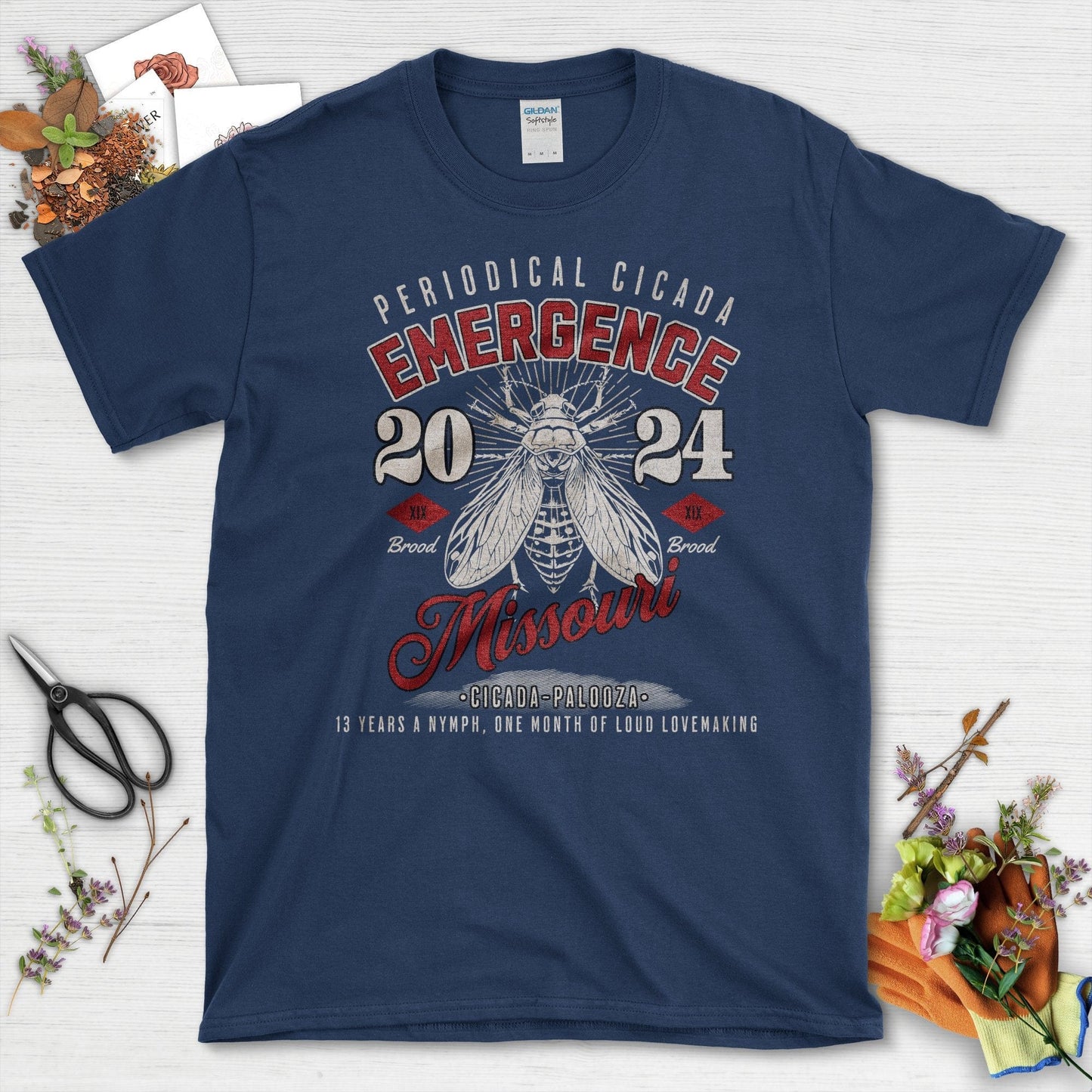 Periodical Cicada Emergence Missouri 2024 T-Shirt Navy / S T-Shirt