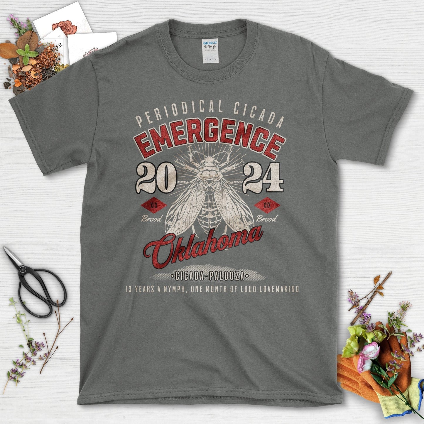 Periodical Cicada Emergence Oklahoma 2024 T-Shirt Charcoal / S T-Shirt