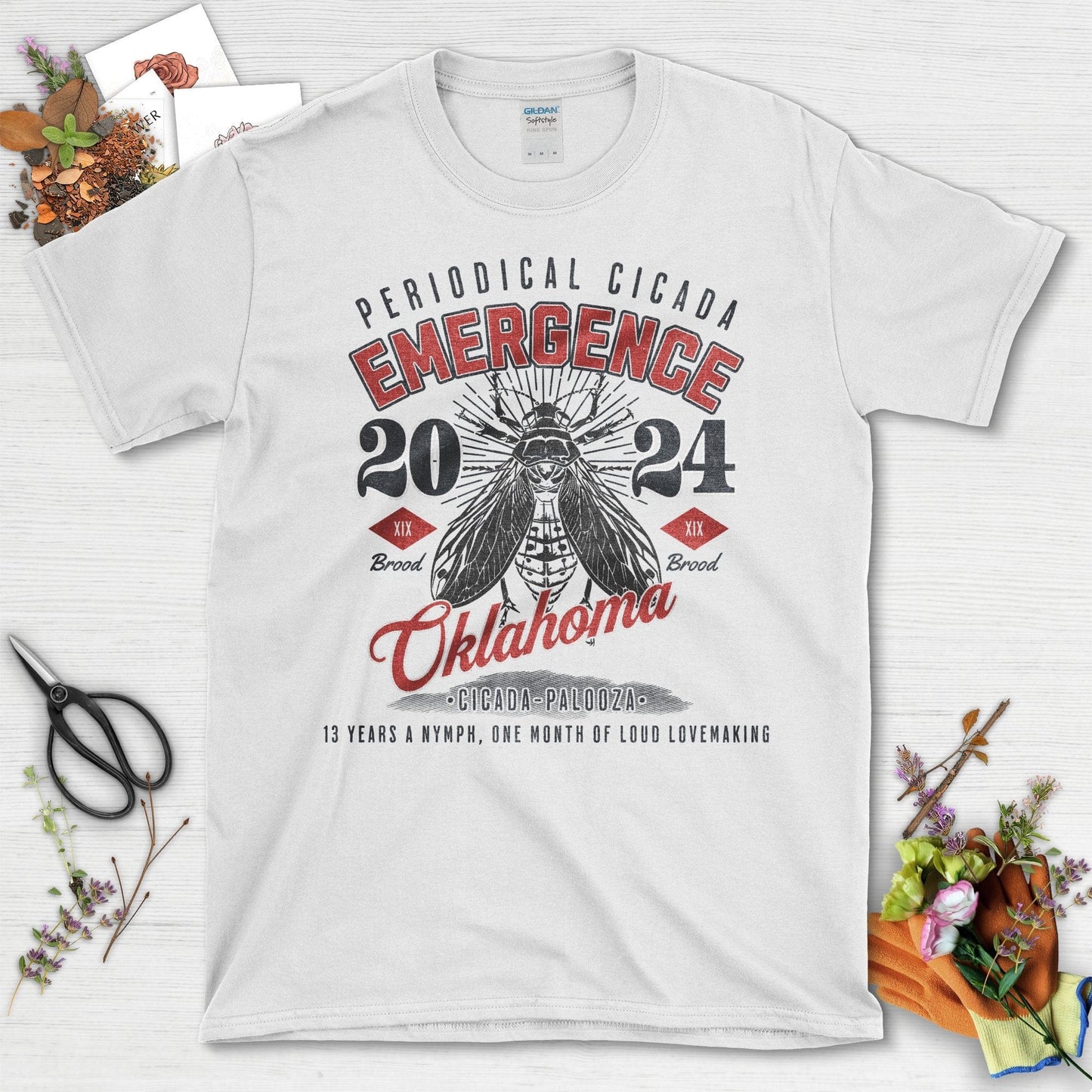 Periodical Cicada Emergence Oklahoma 2024 T-Shirt White / S T-Shirt