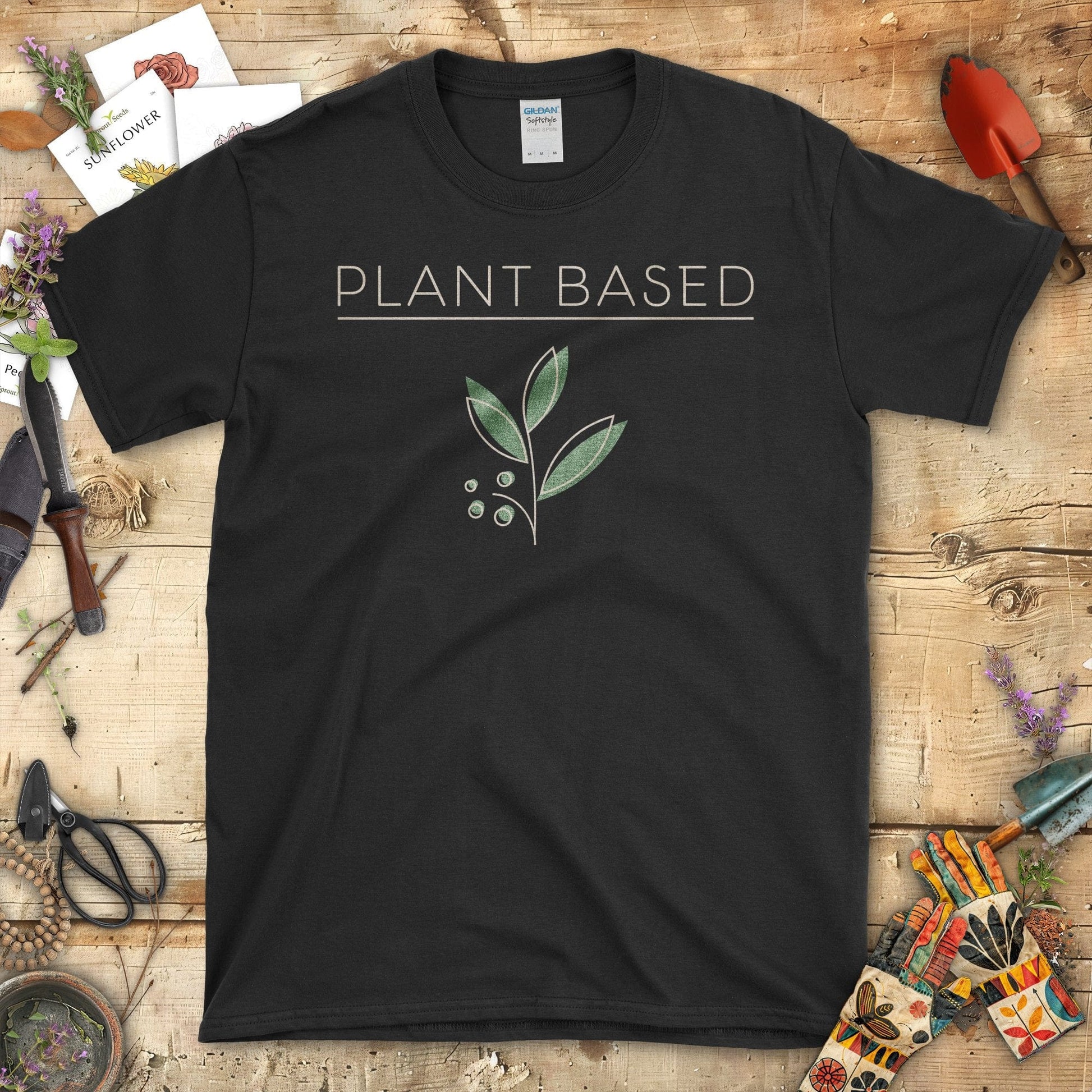 Plant Based Elegant Designs Greenery T-Shirt Black / S T-Shirt