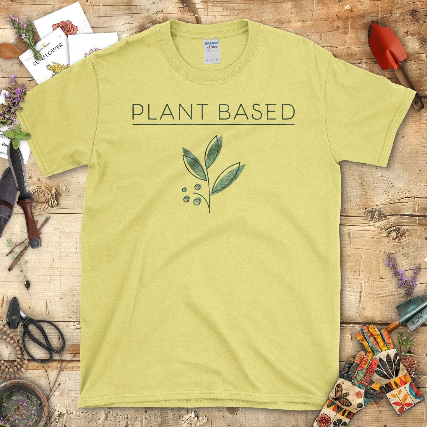 Plant Based Elegant Designs Greenery T-Shirt Cornsilk / S T-Shirt