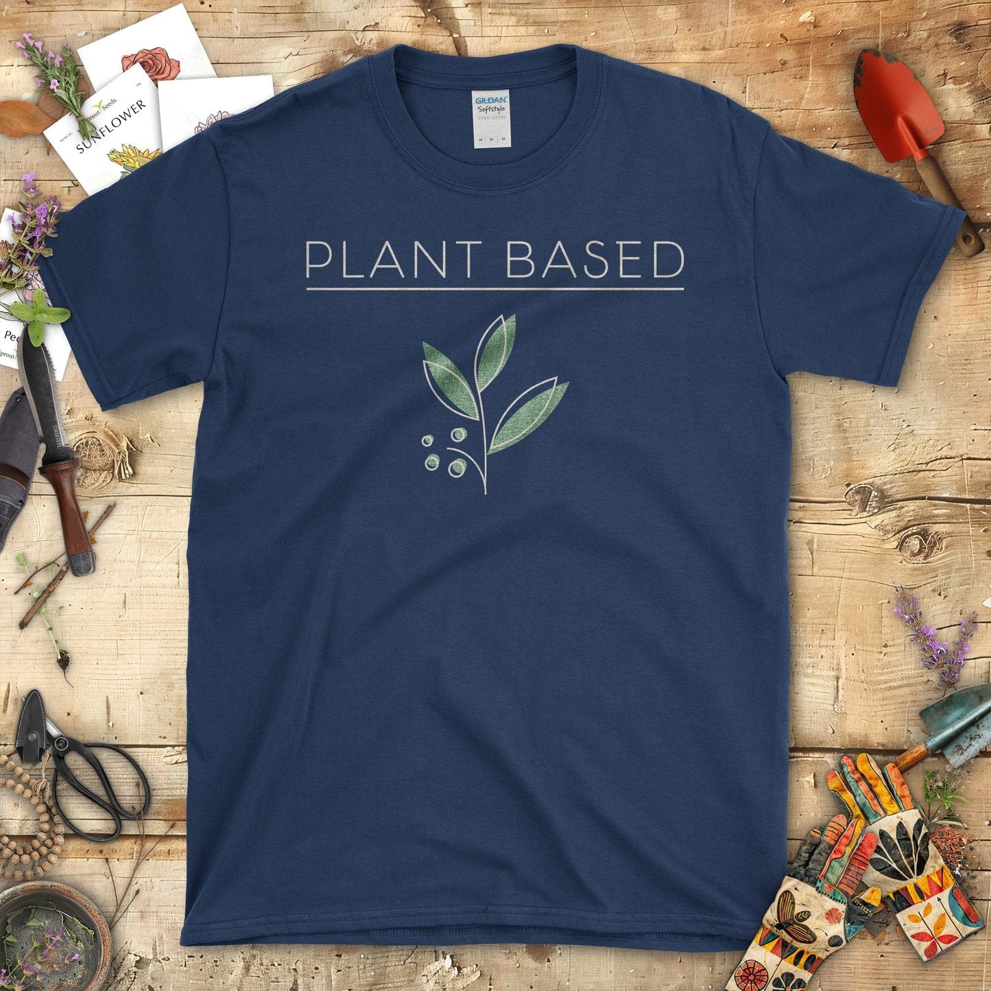 Plant Based Elegant Designs Greenery T-Shirt Navy / S T-Shirt