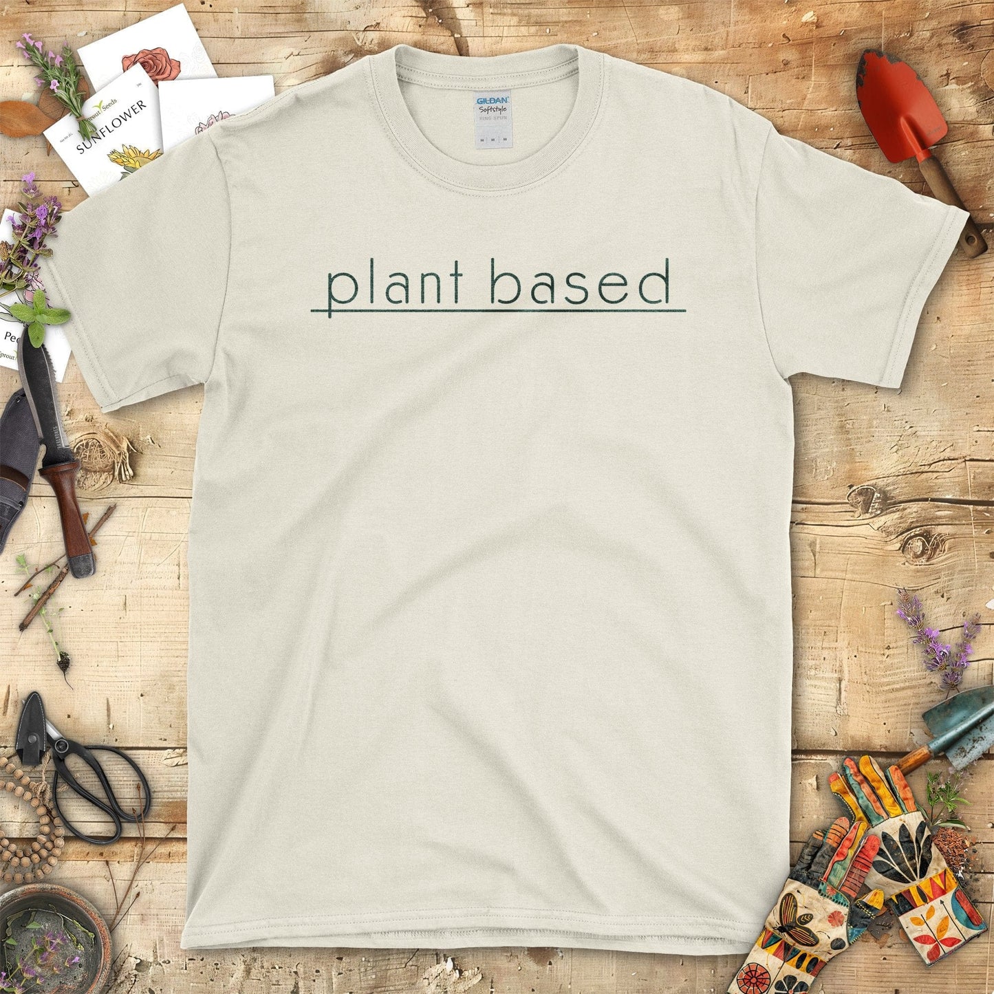 Plant Based Minimalist Typography Graphic T-Shirt Natural / S T-Shirt