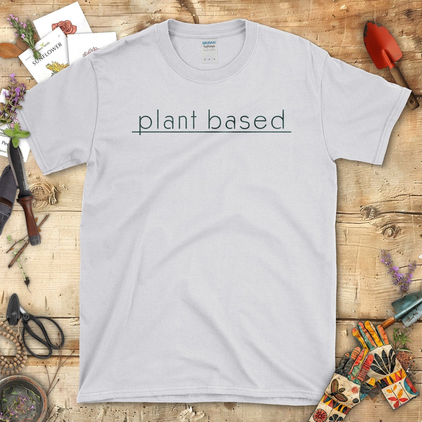 Plant Based Minimalist Typography Graphic T-Shirt Sport Grey / S T-Shirt