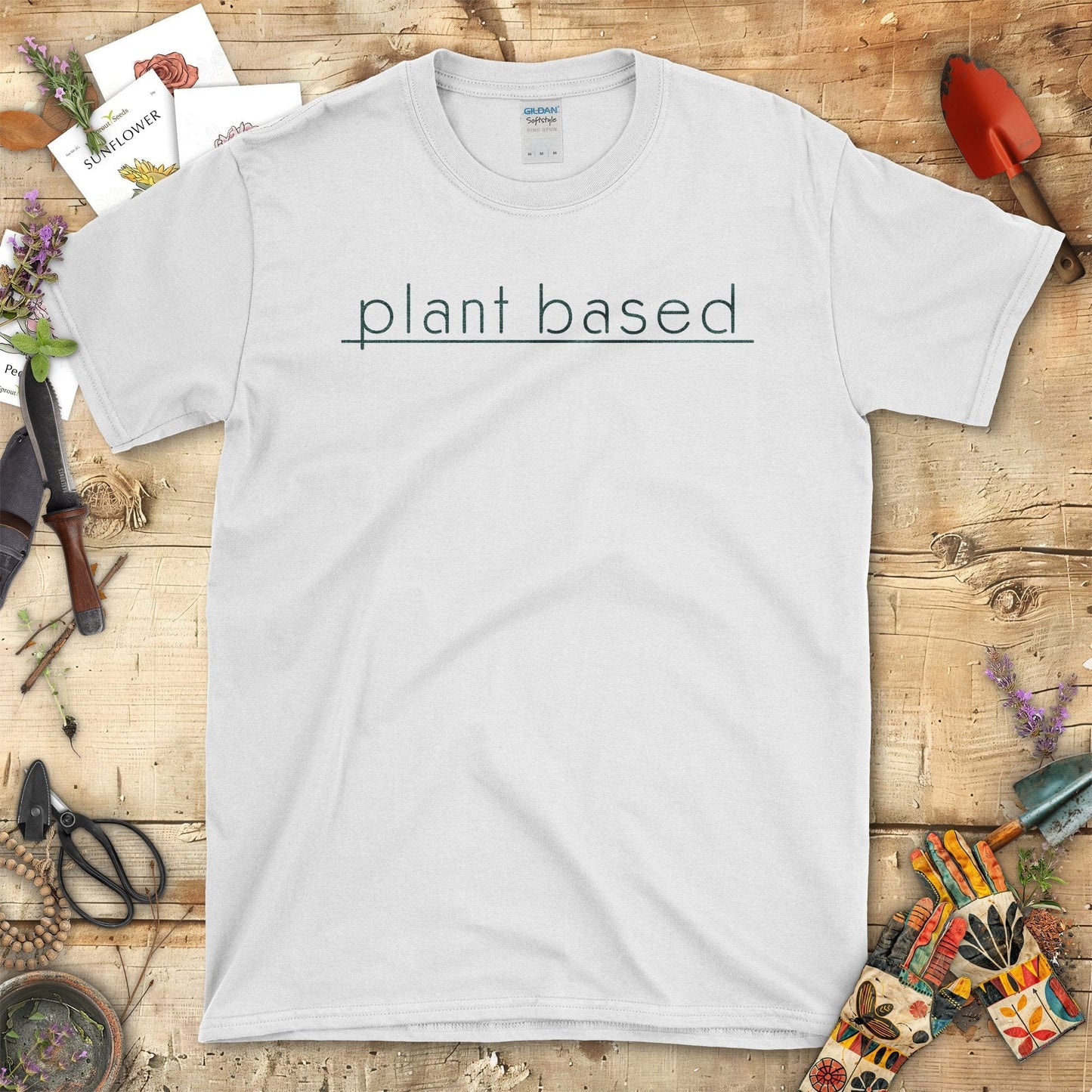 Plant Based Minimalist Typography Graphic T-Shirt White / S T-Shirt