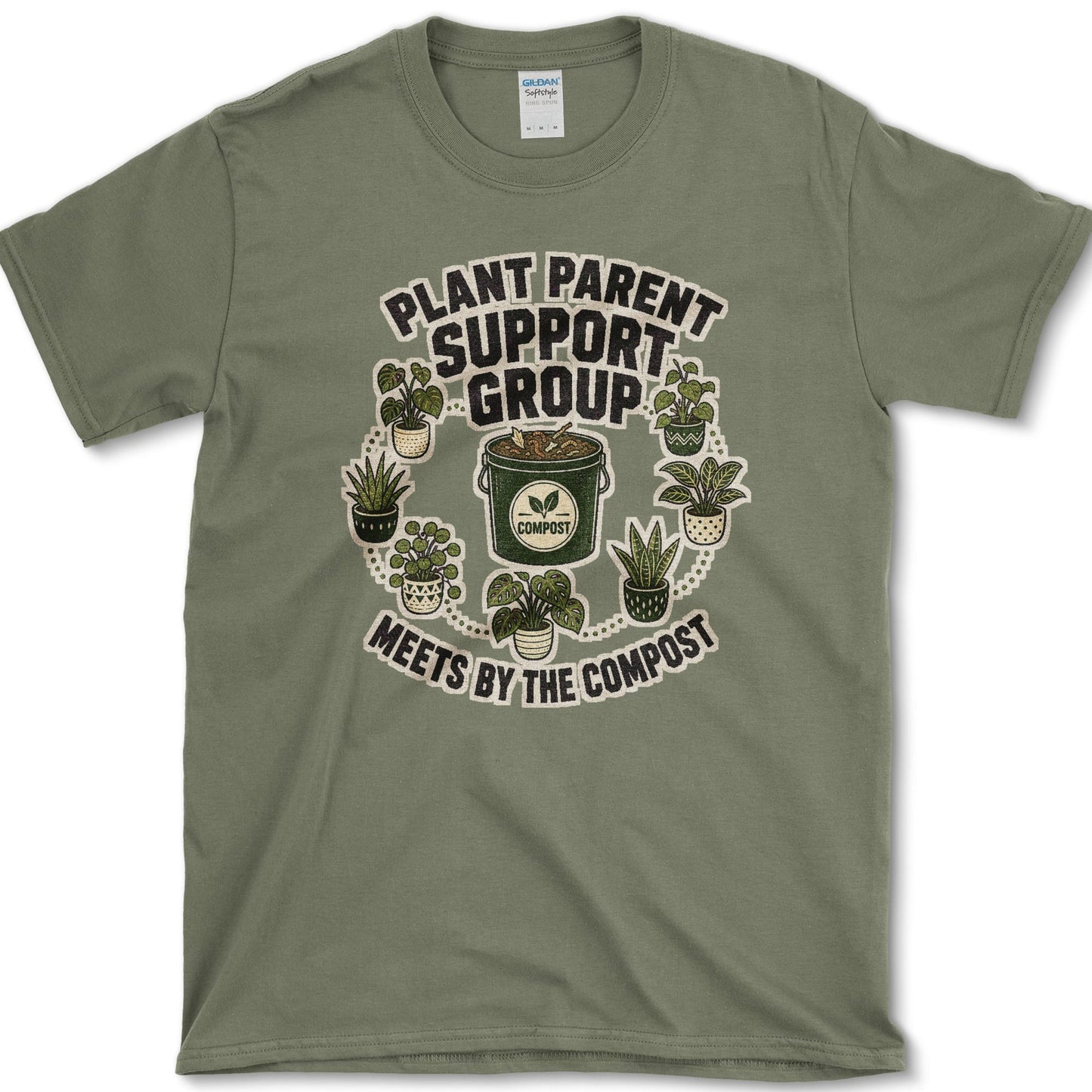 Plant Parent Support Group T-Shirt S / Military Green Essential Tees