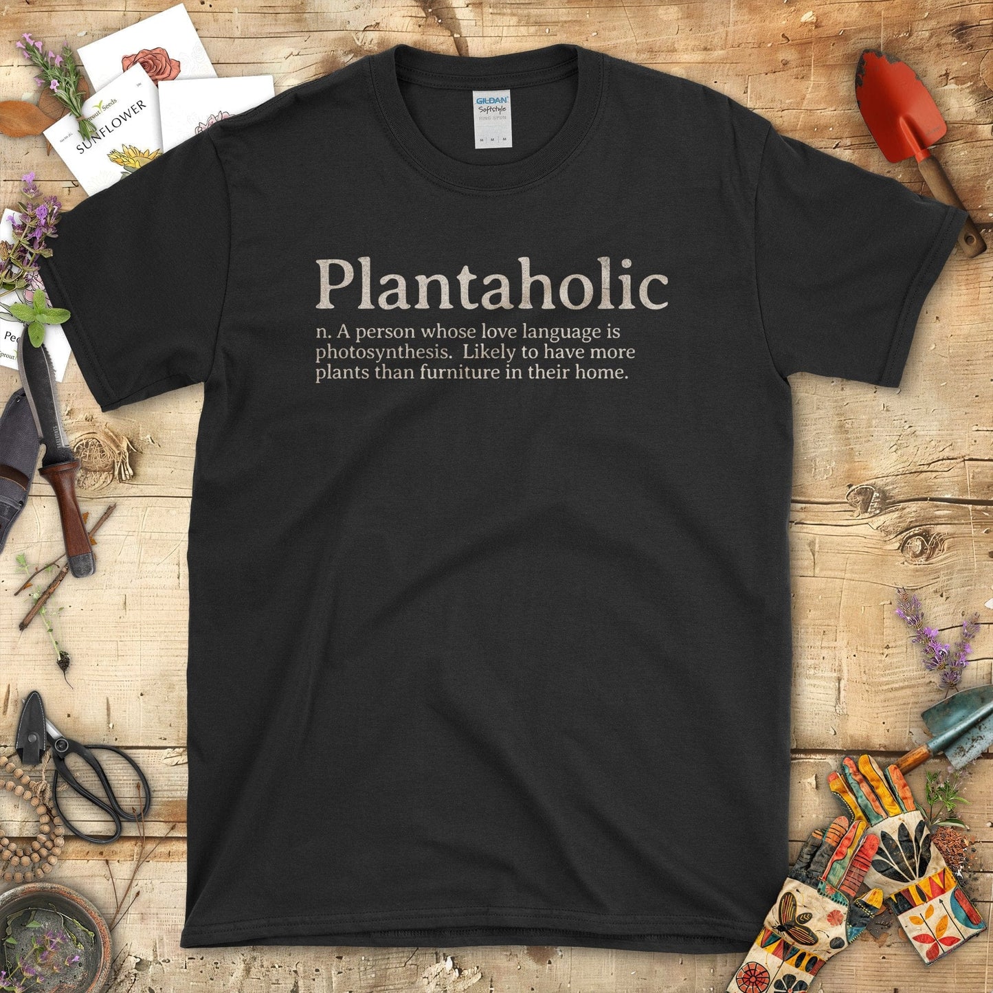 Planta-holic Love Language Funny Graphic T-Shirt Black / S T-Shirt