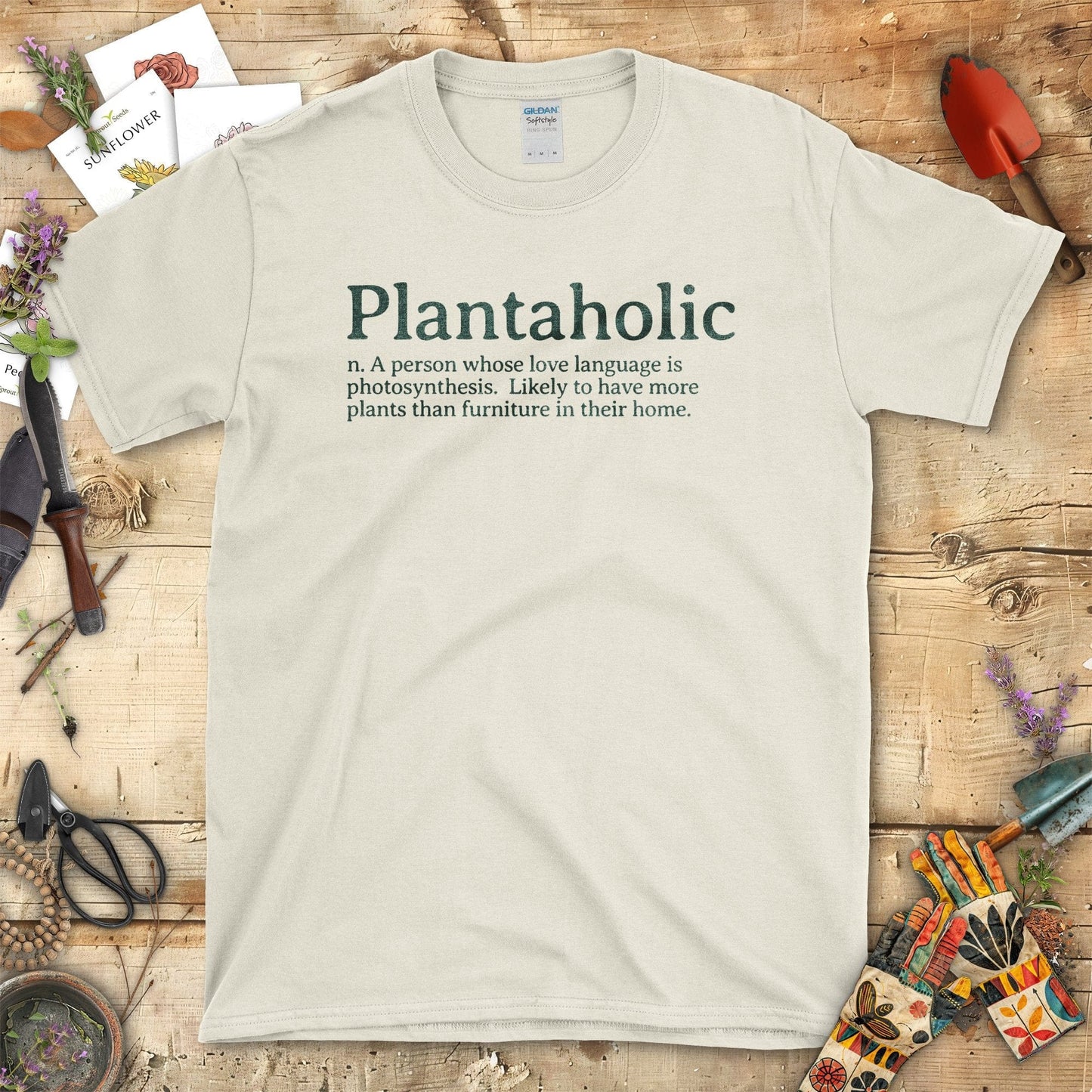 Planta-holic Love Language Funny Graphic T-Shirt Natural / S T-Shirt