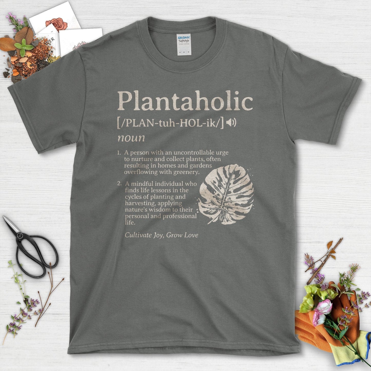 Plantaholic Definition Funny Graphic T-Shirt Charcoal / S T-Shirt