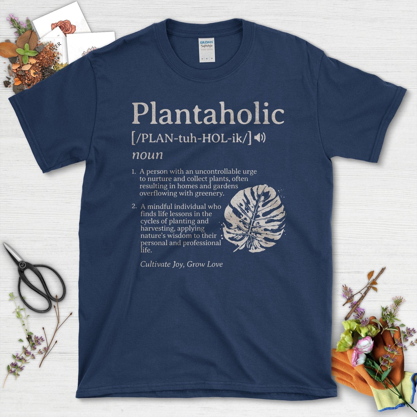 Plantaholic Definition Funny Graphic T-Shirt Navy / S T-Shirt