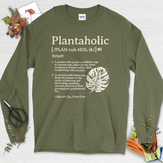 Plantaholic Definition Long Sleeve Military Green / S T-Shirt