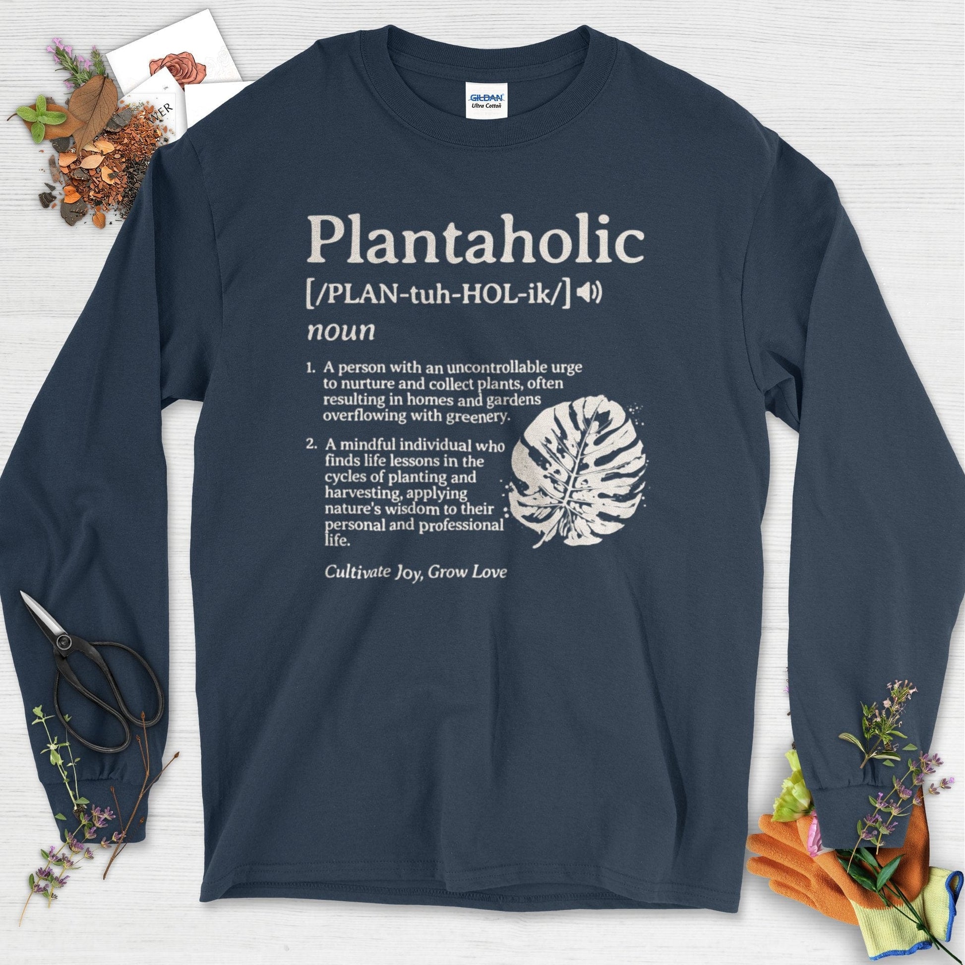 Plantaholic Definition Long Sleeve Navy / S T-Shirt