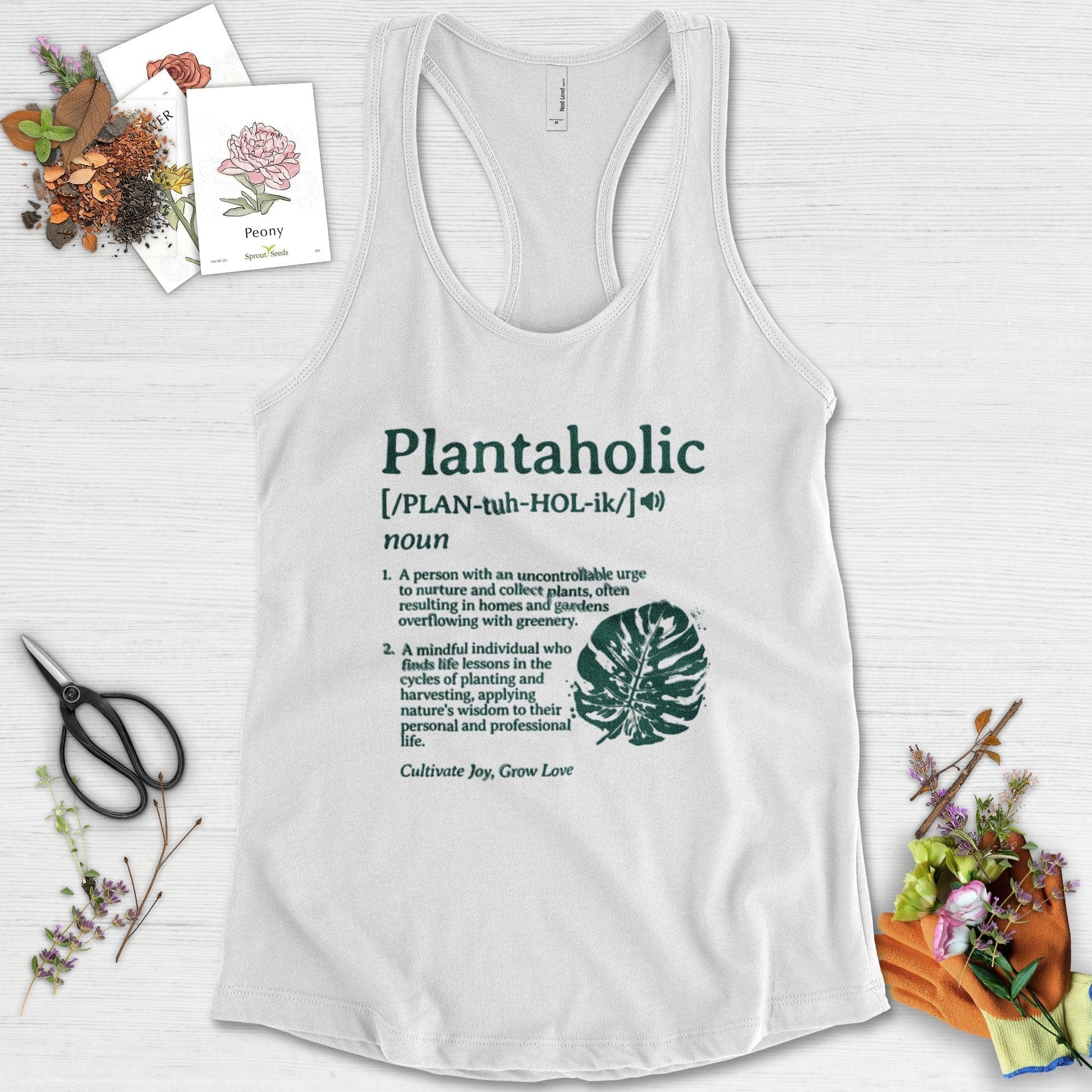 Plantaholic Definition Racerback Racerback / XS / White Physical Item