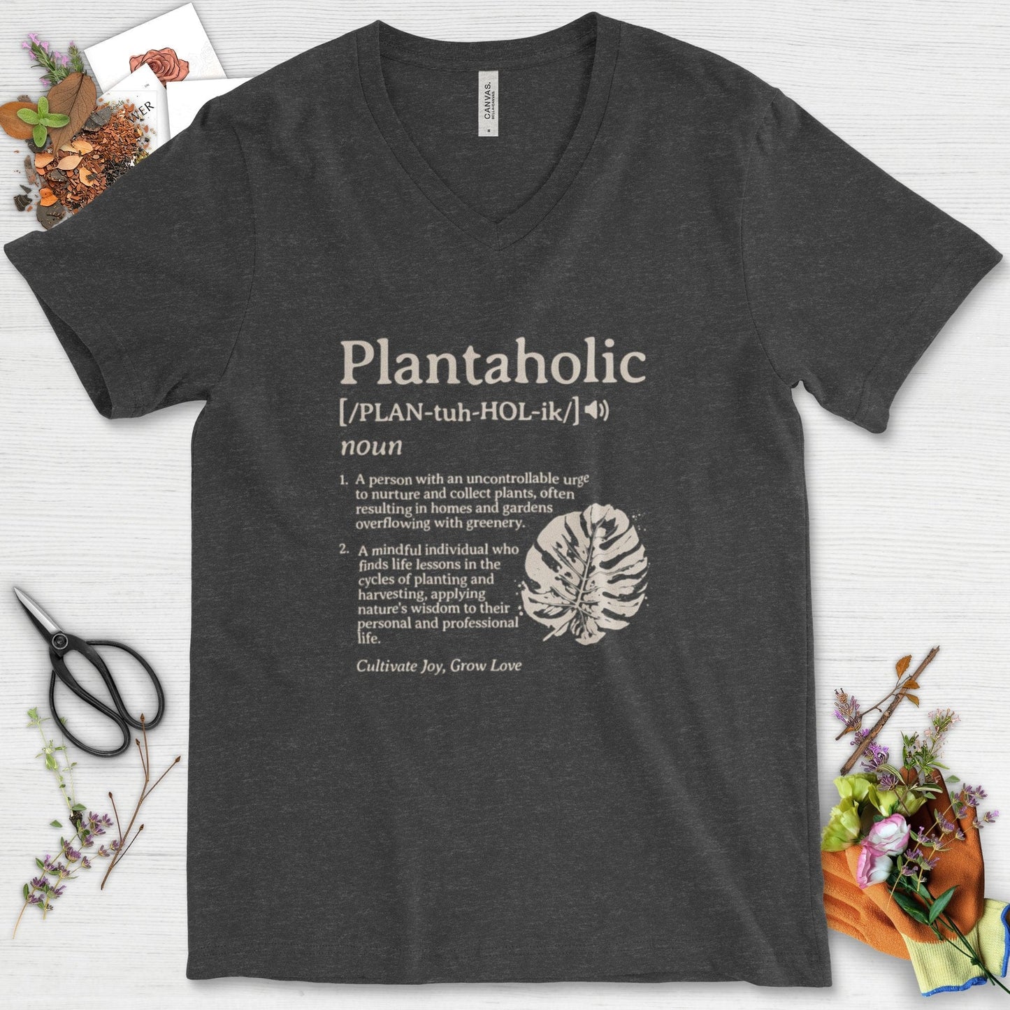 Plantaholic Definition V-Neck Dark Grey Heather / S Physical Item