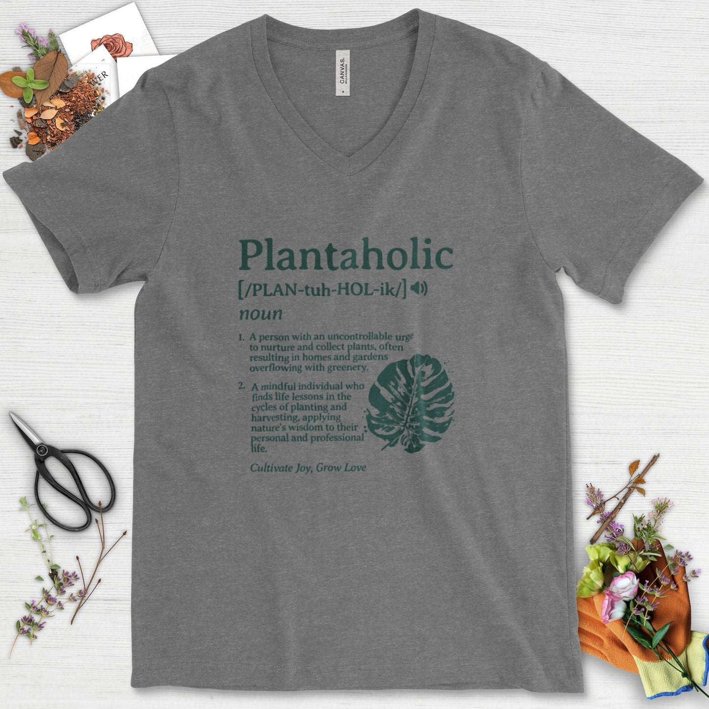 Plantaholic Definition V-Neck Deep Heather / S Physical Item