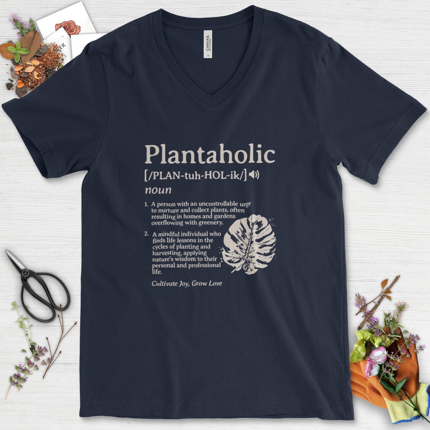 Plantaholic Definition V-Neck Navy / S Physical Item