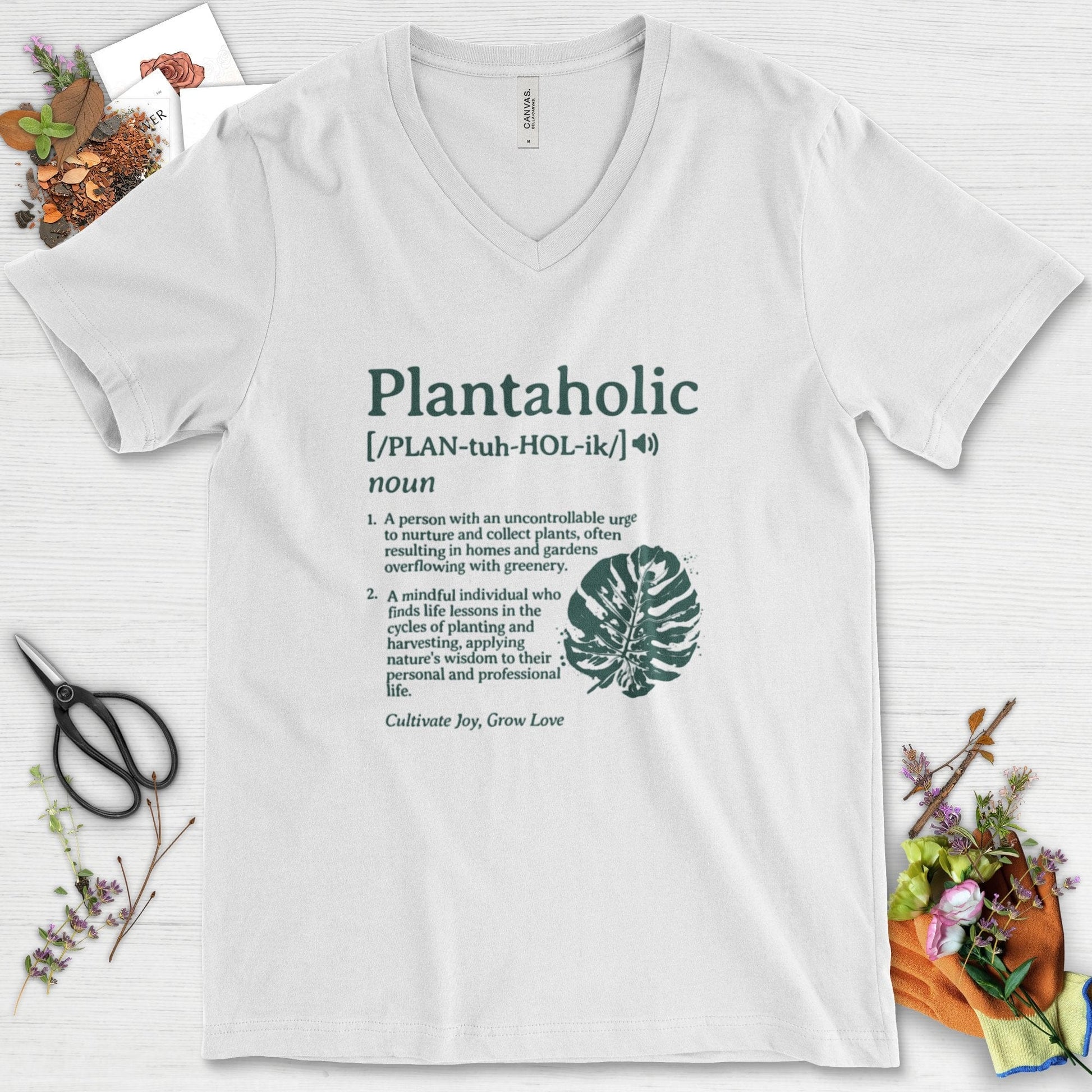 Plantaholic Definition V-Neck White / S Physical Item