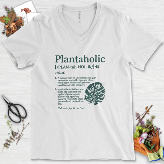 Plantaholic Definition V-Neck White / S Physical Item