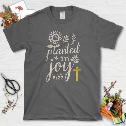 Planted in Joy T-Shirt Essential Tees / S / Dark Heather Physical Item