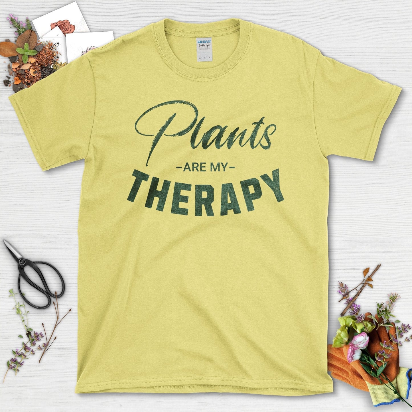 Plants Are My Therapy Garden Lifestyle T-Shirt Cornsilk / S T-Shirt