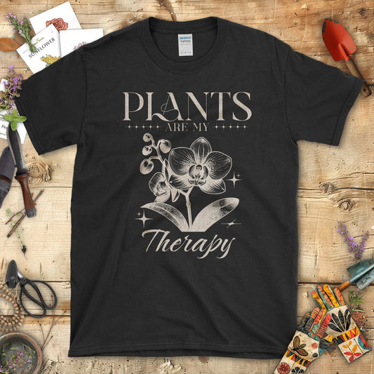 Plants Are My Therapy Graphic Design T-Shirt Black / S T-Shirt