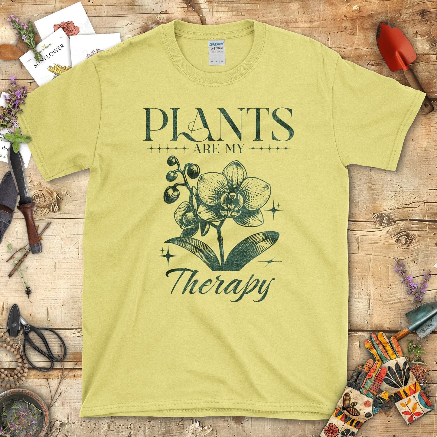 Plants Are My Therapy Graphic Design T-Shirt Cornsilk / S T-Shirt