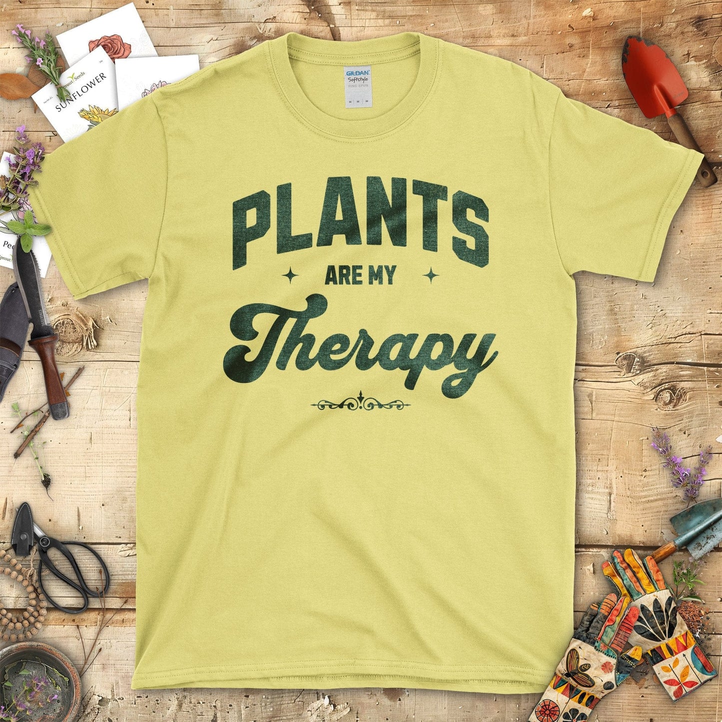 Plants Are My Therapy Graphic Print T-Shirt Cornsilk / S T-Shirt