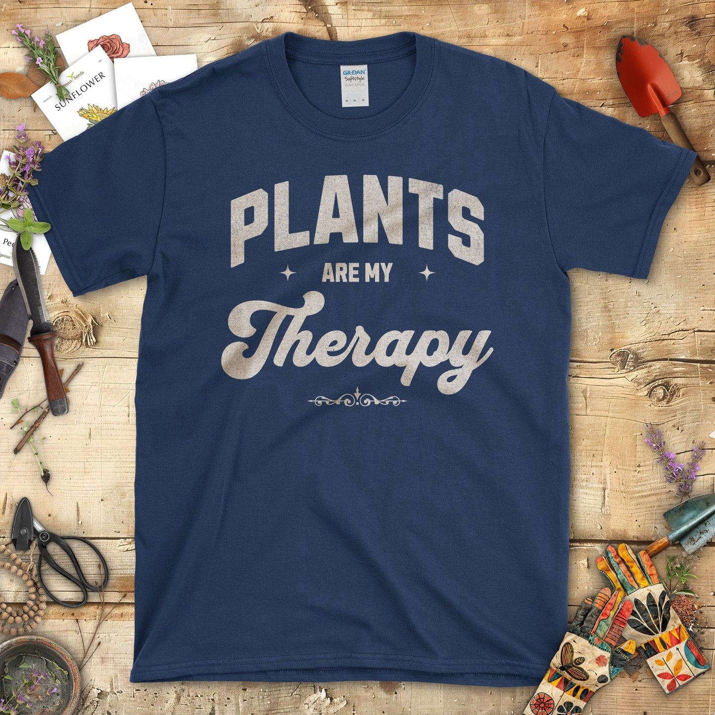 Plants Are My Therapy Graphic Print T-Shirt Navy / S T-Shirt