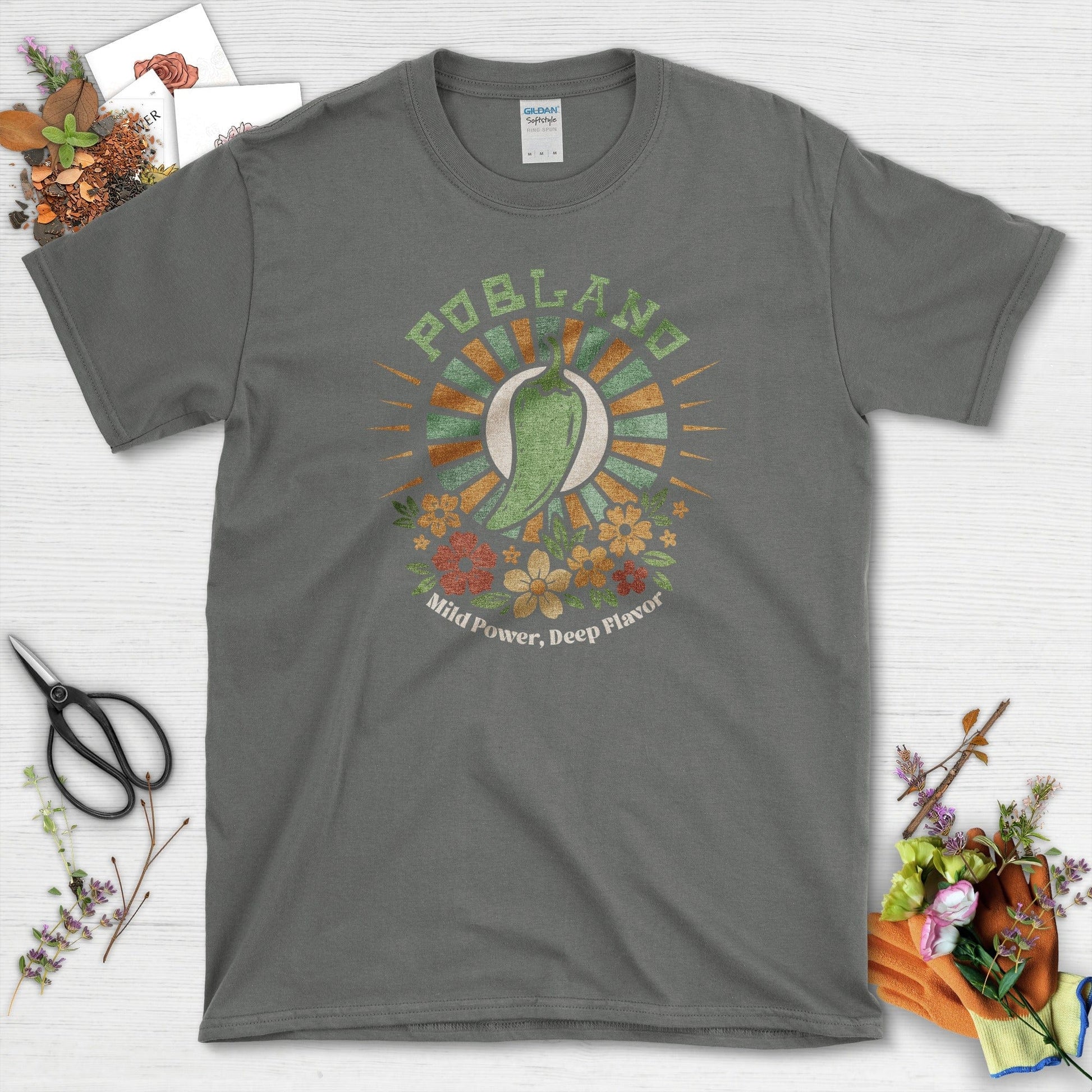 Poblano Pepper Garden Power T-Shirt Charcoal / M Physical Item