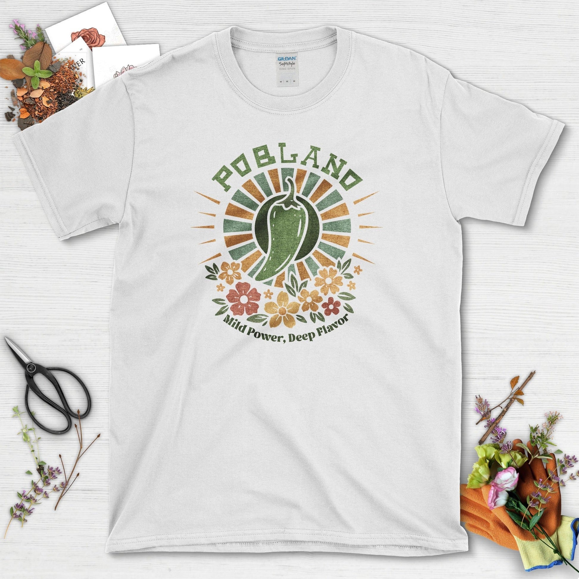 Poblano Pepper Garden Power T-Shirt White / M Physical Item