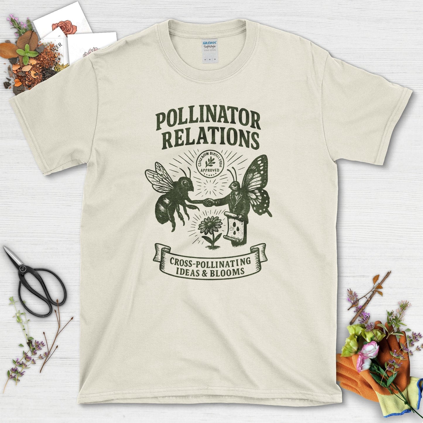 Pollinator Relations Cross-Pollinating T-Shirt Natural / S Physical Item
