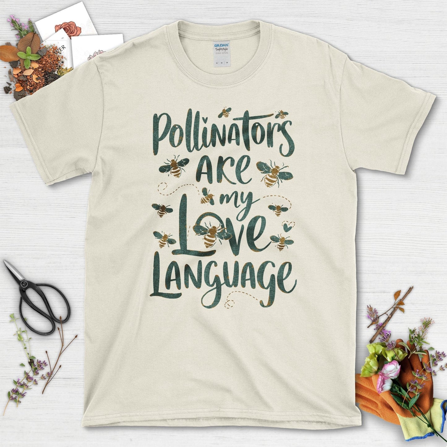 Pollinators Are My Love Language Garden-Inspired T-Shirts Natural / S Physical Item