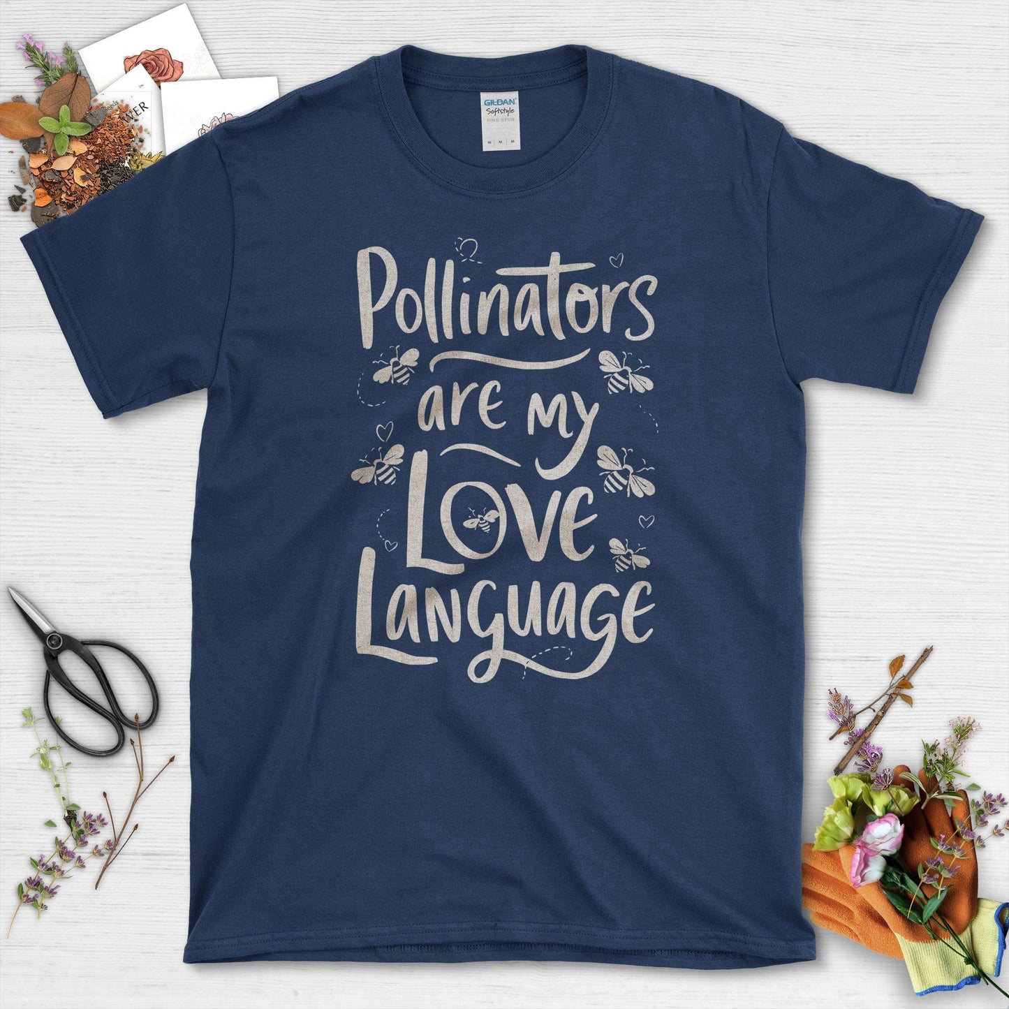 Pollinators Are My Love Language Garden T-Shirts Navy / S T-Shirt