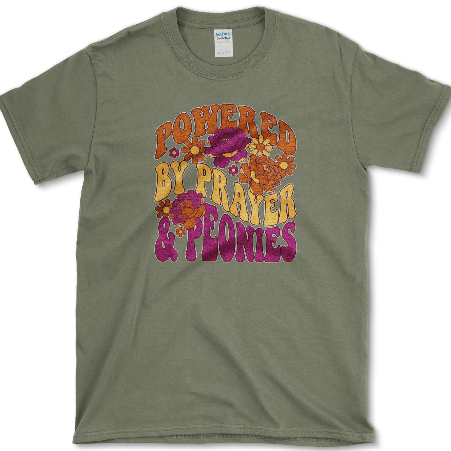 Prayer And Peonies T-Shirt Military Green / S Essential Tees