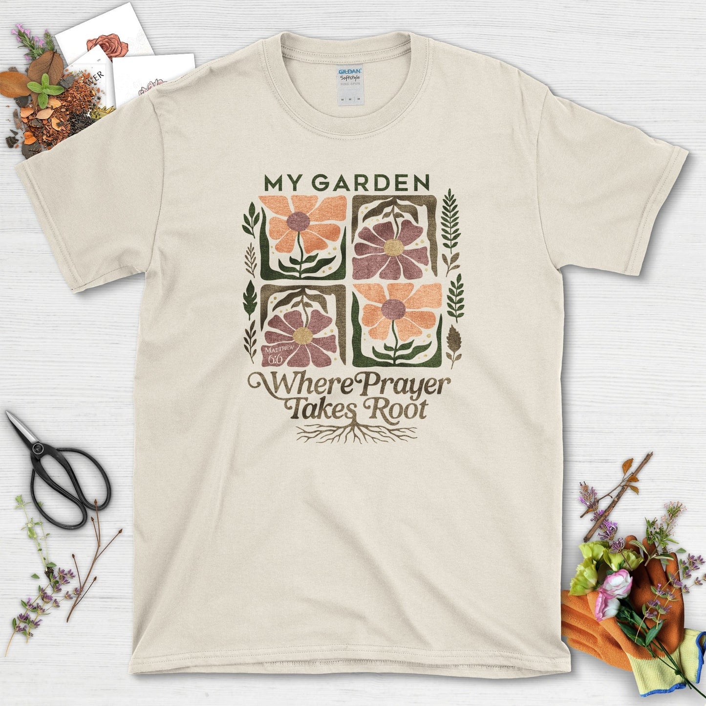 Prayer Takes Root T-Shirt Essential Tees / S / Natural Physical Item