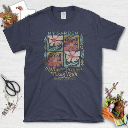 Prayer Takes Root T-Shirt Essential Tees / S / Navy Physical Item