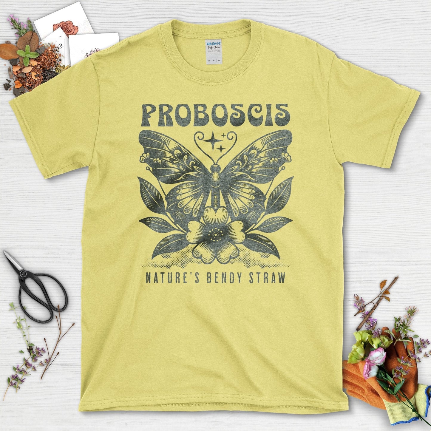 Proboscis Nature's Bendy Straw Garden-Inspired T-Shirts Cornsilk / S T-Shirt