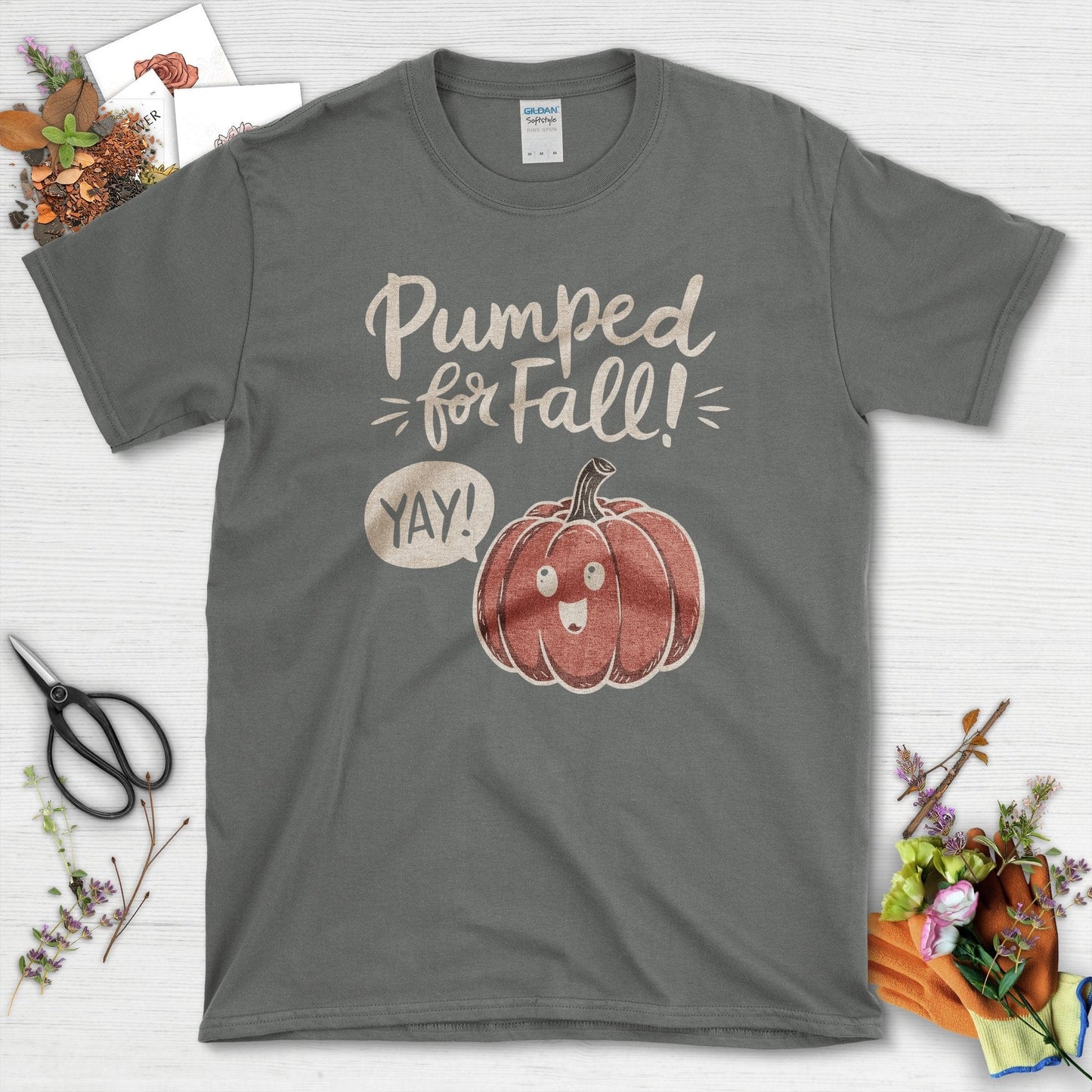 Pumped for Fall Garden T-Shirt Charcoal / S / T-Shirts Physical Item