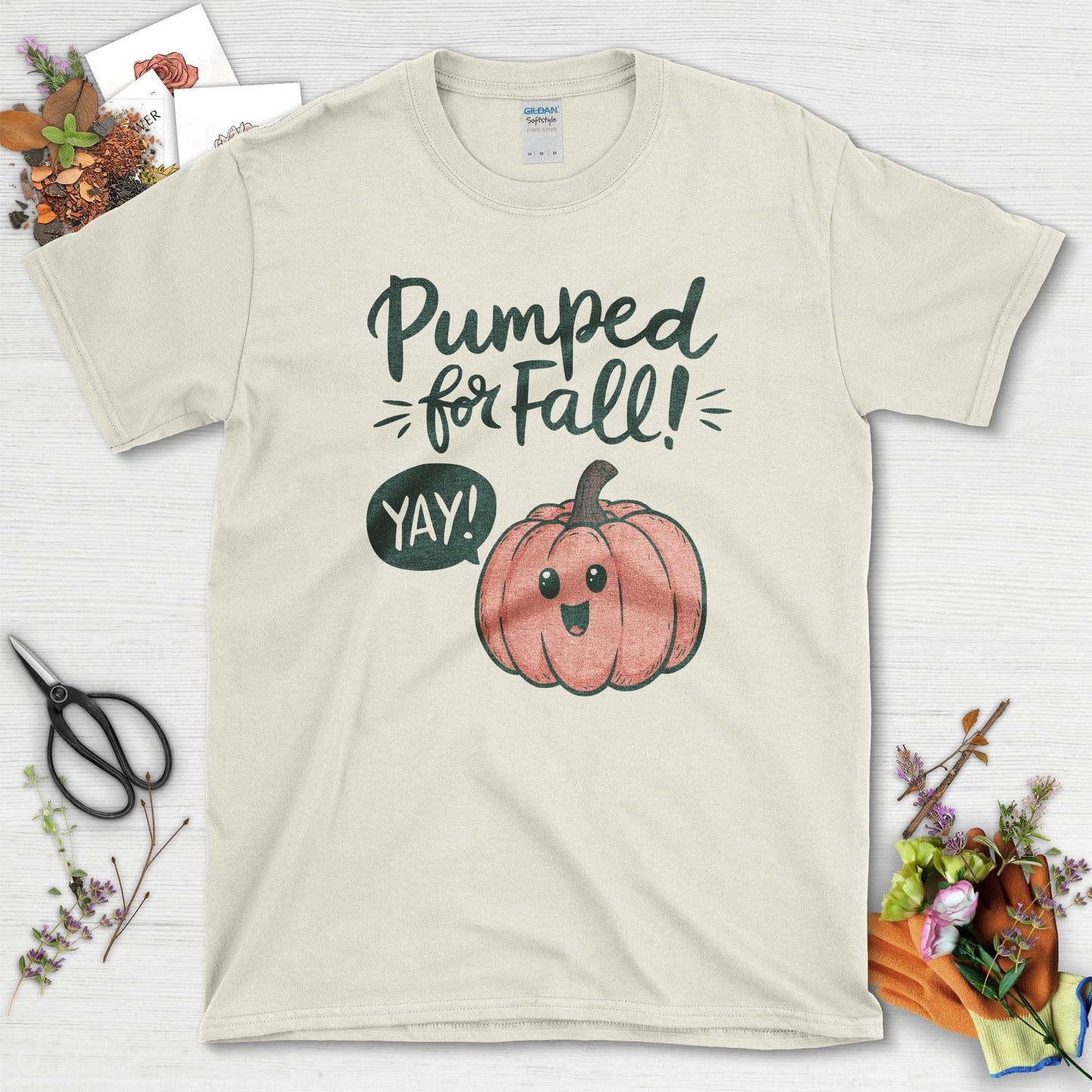 Pumped for Fall Garden T-Shirt Natural / S / T-Shirts Physical Item